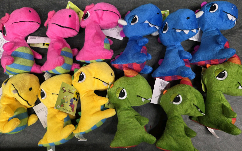 12 New 6" Colourful Plush Dinos