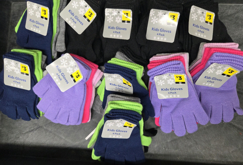 44 New Pairs of Kids Winter Gloves | 11 Packs of 4