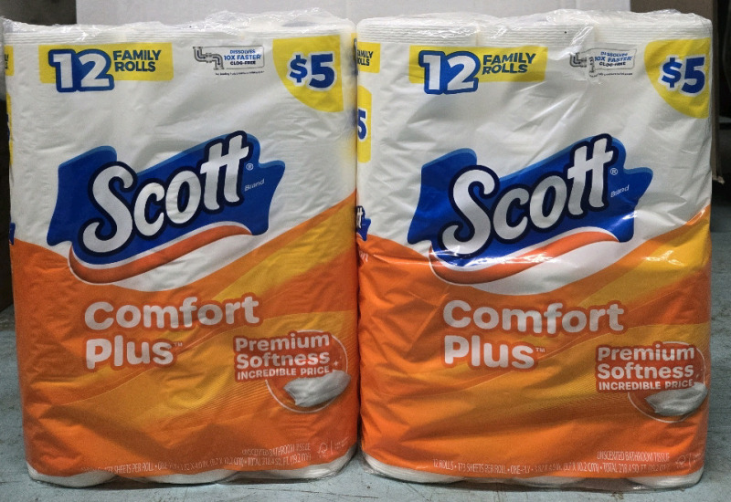 2 New Packs | Of 12 Rolls Comfort Plus | One Ply, 3.8" x 4" Unscented Bathroom Tissue