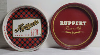 Highlander Premium Beer & Ruppert Beer & Ale Bar Beer Trays . Both measure 13 1/4" diameter