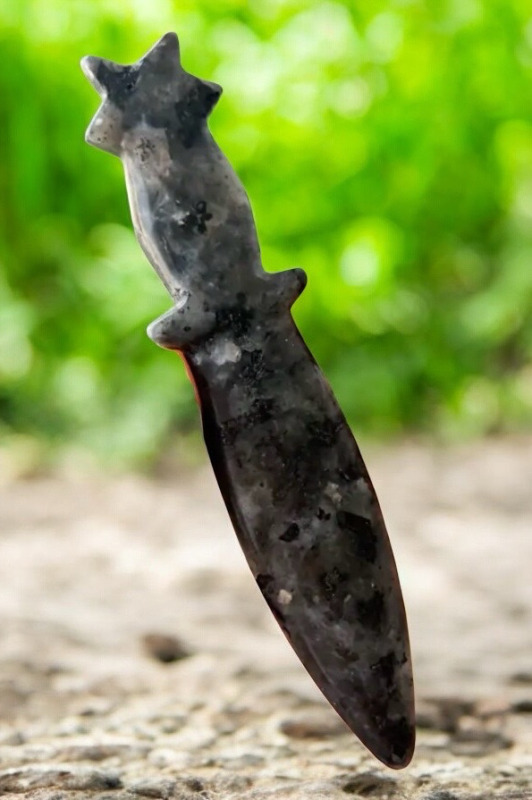 Unique Soldalite Crystal Knife Sculpture Hand-Carved Natural Stone <br/>Approximately 4.75 Inch