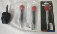 3 New Automatic Centre Punch with Adjustable Impact & 1 New Drill Chuck Converter
