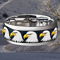 Majestic Eagle Stainless Steel Band Ring Eternity Design Size 11