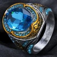 Amazing Oval Blue CZ Vintage Inspired Ring Vintage-Inspired Striking Glow Size 9