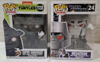 2 New in Box Funko Vinyl Figures | 1 Nickelodeon Teenage Mutant Ninja Turtle Super Shredder & 1 Transformers Megatron | Box Measurements- 6.2" X 4.5"