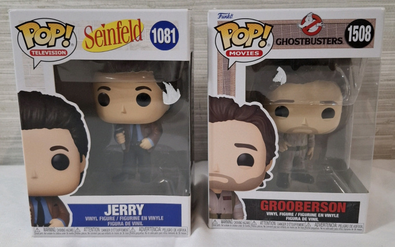 2 New in Box Funko Vinyl Figures | Themes- Seinfeld & Ghost busters | Box Measurements- 6.2" X 4.5"