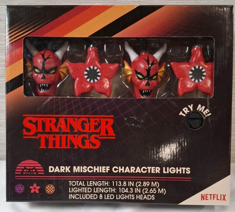 New in Box | Netflix Stranger Things Dark Mischief Character Lights | 8 Lead Light Heads |Total Length 113.8"