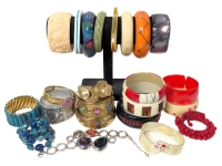 22 Assorted Vintage to Modern Bangles, Expansion Bracelets, Open-Cuff Bracelets & Chain Bracelet