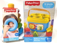 2 New Fischer-Price 6M+ Toys : Rock-a-Stack & Baby's First Blocks