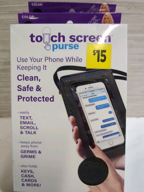 2 New In Box Touch Screen Vegan Leather Phone Purse Fits Phones Up To 6.75 x 4 inches.