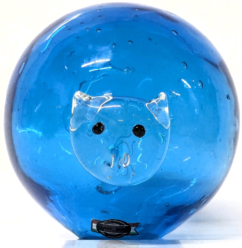 Really Neat Blown Art Glass Cat Orb Designed in Murano -