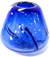 Signed J.M. LECLAIR Cobalt Blue Art Glass Vase - 6.75" Tall
