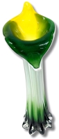 Stunning Green, Yellow, White Jack-In-The-Pulpit Cased Art Glass Vase - 12" Tall