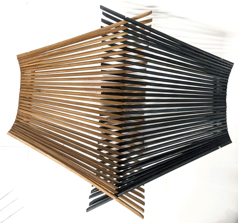 Mid Century Modern Vintage Dual Colour Folding Chopstick Basket - 13" &times; 13.5" &times; 6" Tall