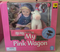 New | My Pink Wagon Doll, Plush & Wagon | Doll Measures 10" Tall