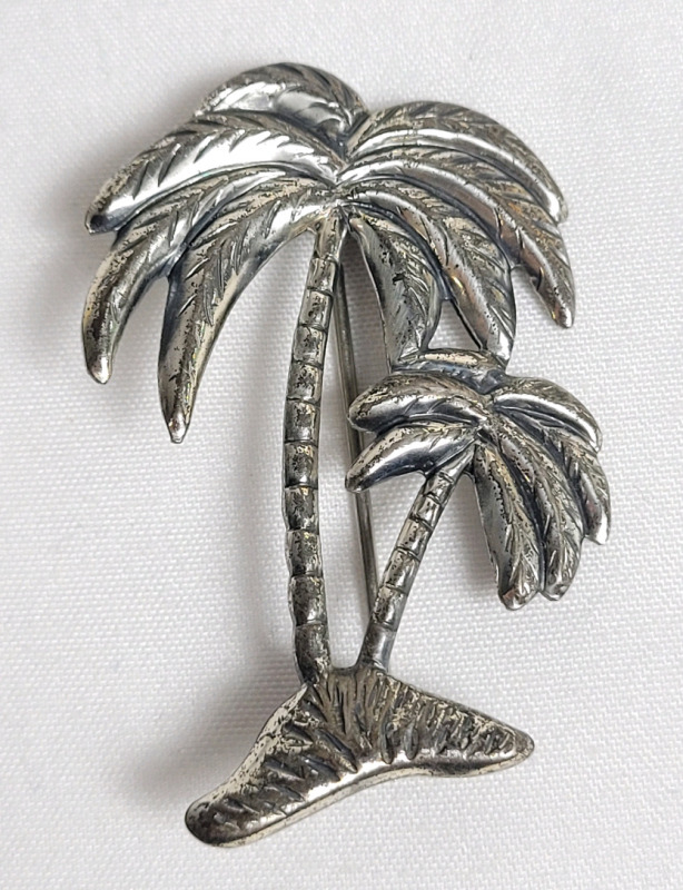 Sterling Silver Palm Tree Brooch . See photos for size .