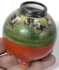 Stunning Antique ROYAL BAYREUTH Miniature Silver Collared Footed Vase / Pot With Handpainted Pastoral Sheep Scene - 2.75" Tall - 6