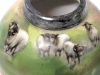 Stunning Antique ROYAL BAYREUTH Miniature Silver Collared Footed Vase / Pot With Handpainted Pastoral Sheep Scene - 2.75" Tall - 7