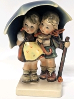 Vintage HUMMEL GOEBEL W Germany #71 TMK3 "Stormy Weather" Blue Umbrella #034 - 6.25" Tall, No Chips or Cracks, Crazing Present