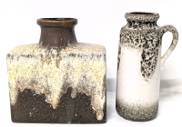 2 Vintage SCHEURICH Pottery Vases : W German 281 - 19 & Lava Jug Vase - Up to 8" Tall