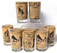 Set of 7 Cassidys Glass Canada Old Timey Advertising Drinking Glasses - 4.8" Tall Each