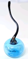 Vintage Super Long Stem Carnival-Style Art Glass Apple Paperweight / Figure - 11.75" Tall