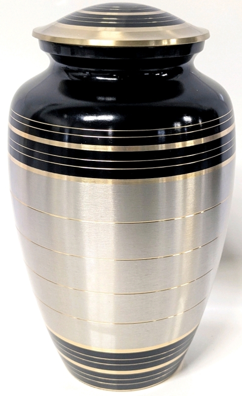 As-New Large Adult-Size Brass & Pewter Metal Cremation Urn - No Previous "Residents!" - 10.5" Tall