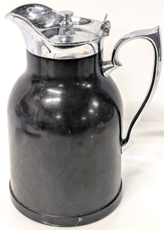 Vintage THERMOS Canada Stronglass BAKELITE Insulated Carafe With Unusual Pink Interior - 8" Tall