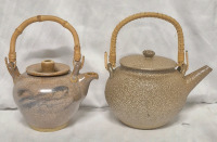2 Pottery Teapots with Handles