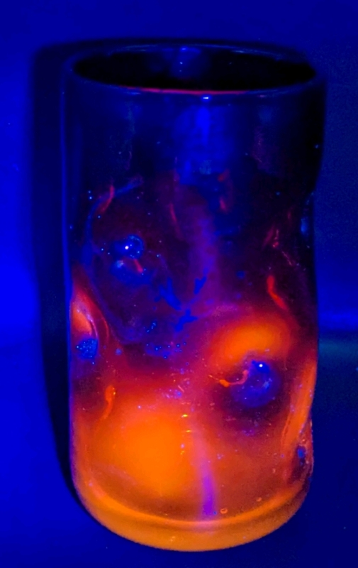 Gorgeous Glowing Unsigned BLENKO Tangerine Amberina Dimpled Cadmium Glass Tumbler - 5.75" Tall