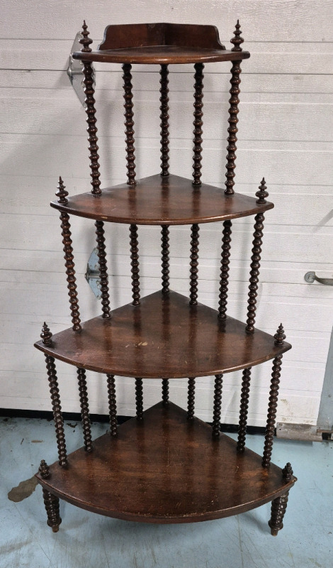 Vintage Corner 4 Tier Wooden Shelf - 30.5" L x 21" W x 55" H
