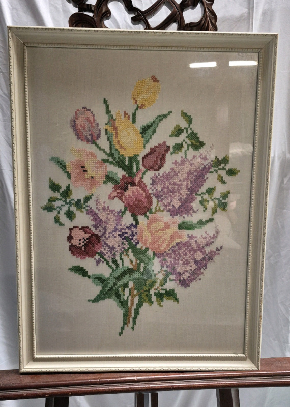 Vintage Framed Stitch Art 18 by 24"