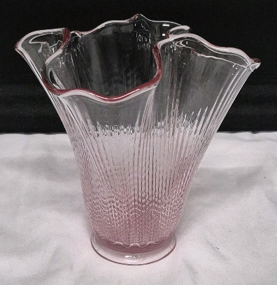 Fenton Style Ruffle Top Cranberry Glass Tint 6" Tall
