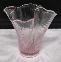 Fenton Style Ruffle Top Cranberry Glass Tint 6" Tall