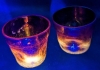 2 Stunning Glowing Unsigned BLENKO Tangerine Amberina Crackle Dimpled Cadmium Glass Tumbler - 3.5" Tall
