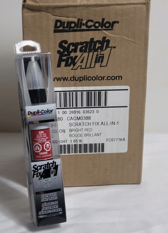 11 New Dupli-Color Scratch Fix All-in-1 Vehicle Paint : GM 72, WA 7475 - Bright Red . Retail $300+