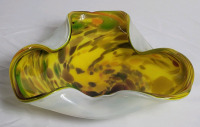Vintage MCM Morano Style Case Folded Ary Glass Bowl . Measures 8" diameter . No chips or cracks . Unsigned