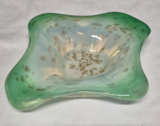 Murano Style Glass Art with Gold Flecks 10.5" Long