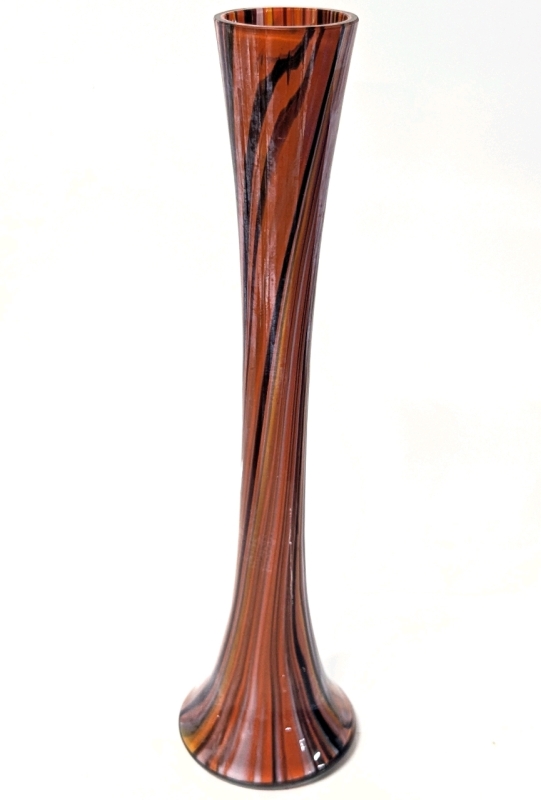 Funky Vintage Hand Blown Czech Art Glass Vase - 10.5" Tall