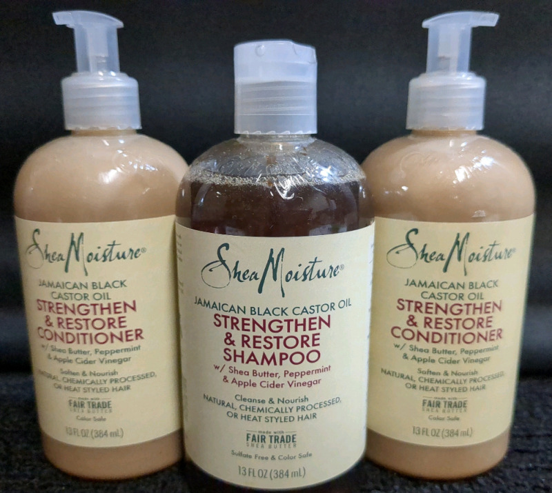 3 New Bottles SheaMoisture Jamaican Black Castor Oil Shampoo and Conditioner 384mL per Bottle