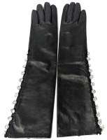 Vintage Size 7&frac12; Women's F.L.A.G. Collection Fancy Bejeweled Elbow-Length 100% Goat Leather Gloves with Viscose Lining