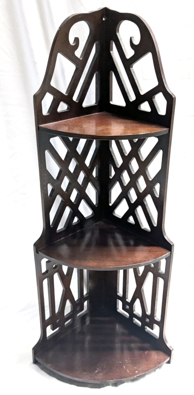 Vintage Wooden Corner Shelf - 7.5" &times; 28" Tall