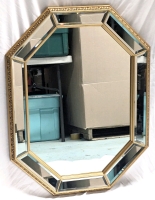 Mid Century Modern Hollywood Regency Octagonal Wall Mirror - 26.25" &times; 34.5"