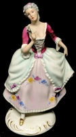 ROYAL DUX Czechoslovakia Porcelain Bohemia Lady With Fan - 8.25" Tall