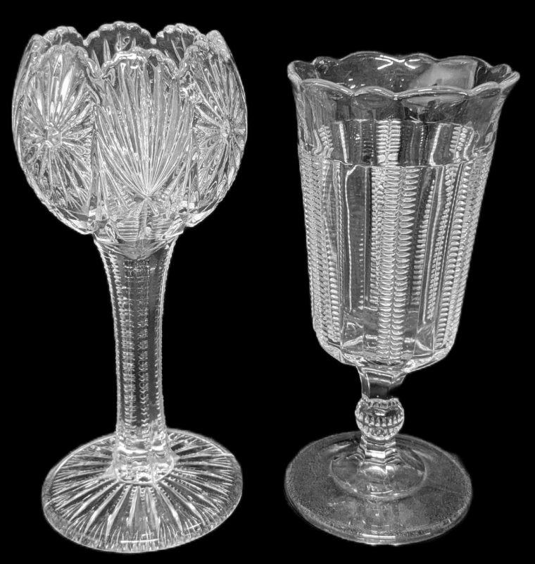 Vintage Pressed Glass Vases Pedestal Compote Vase & Pressed Glass Celery Vase - Up To 9.5" Tall