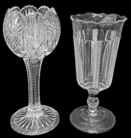 Vintage Pressed Glass Vases Pedestal Compote Vase & Pressed Glass Celery Vase - Up To 9.5" Tall