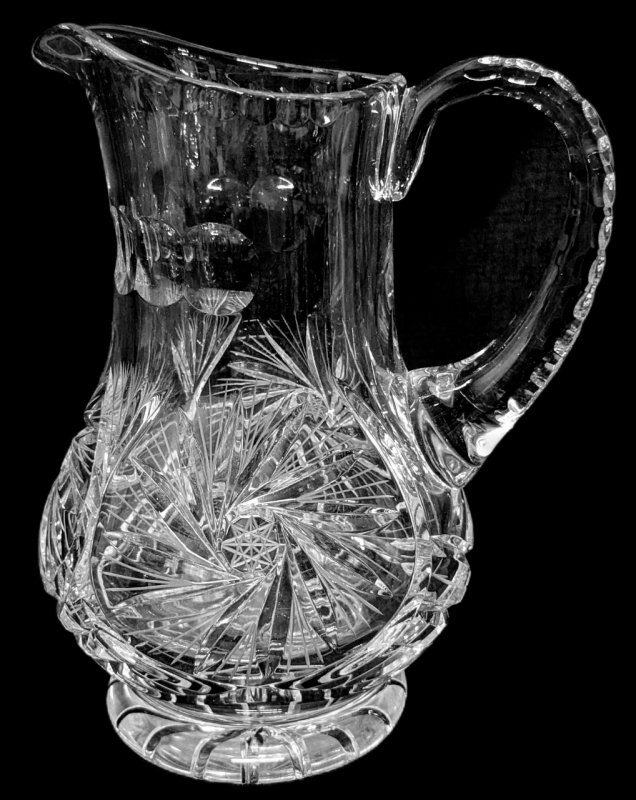 Vintage American Cut Crystal Pinwheel Pitcher - 8.5" Tall