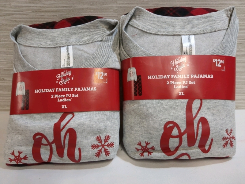 2 New Holiday Style Size - XL Family Pajamas | 2 Piece Ladies' PJ Set | 100% Polyester