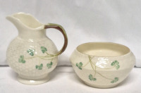 BELLEEK IRELAND Creamer 4" & Sugar 2.25"