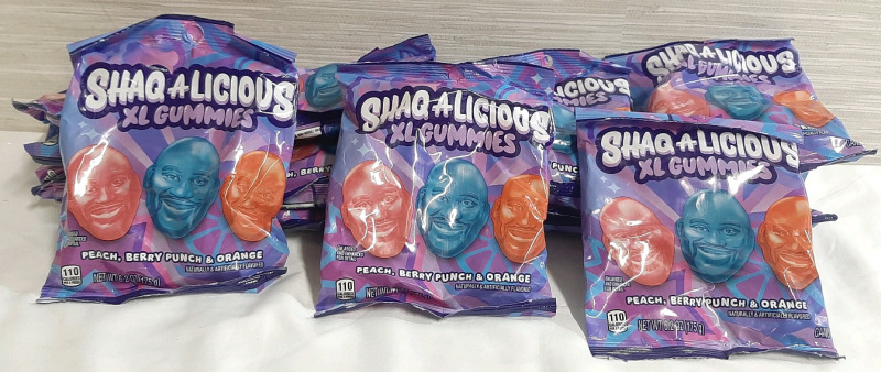 15 New Bags of ShaqALicious XL Gummies, Peach, Berry Punch & Orange Flavor (175g Each, Bast Before November 2025)